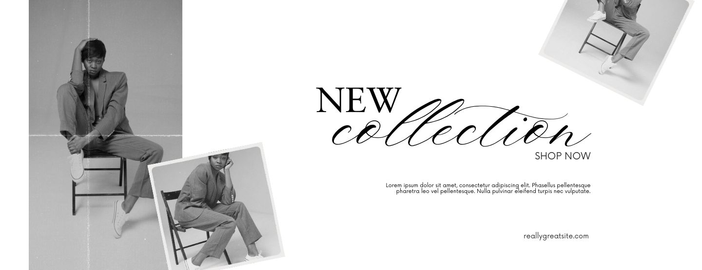 Grey Modern New Collection Photo Collage Fashion Promotion Banner