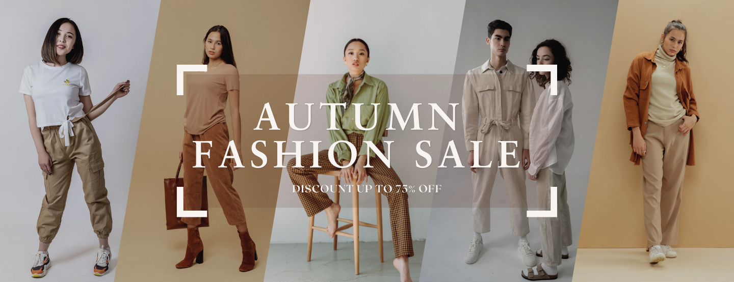 Simple Modern Photo Collage Autumn Fashion Sale Banner